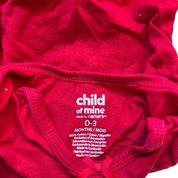 3/$20 child of mine 0-3 month long sleeve top red loved by mommy with deer - Picture 2 of 3
